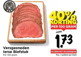 Vomar Voordeelmarkt Versgesneden ierse biefstuk 100g aanbieding