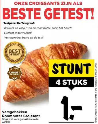 Vomar Voordeelmarkt Versgebakken roomboter croissant 4 stuks aanbieding