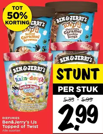 Vomar Voordeelmarkt Ben&jerry's ijs topped of twist aanbieding