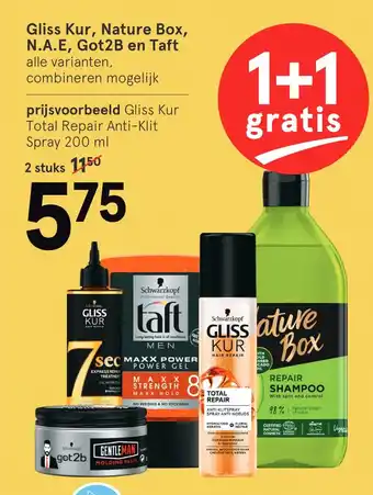 Etos Gliss Kur, Nature Box, N.A.E, Got2B en Taft aanbieding