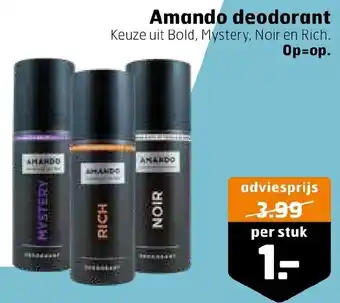 Trekpleister Amando deodorant aanbieding