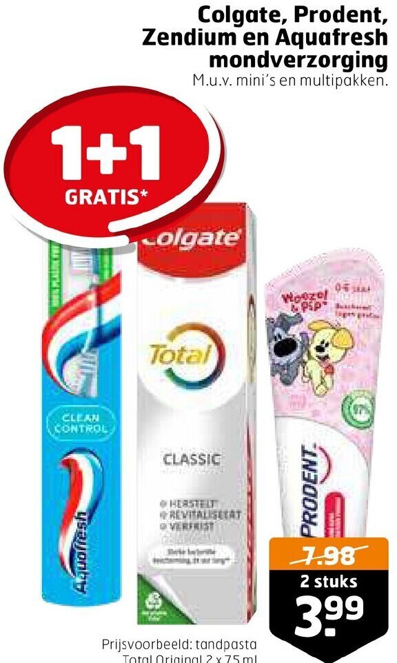 Colgate, Prodent, Zendium en Aquafresh aanbieding bij