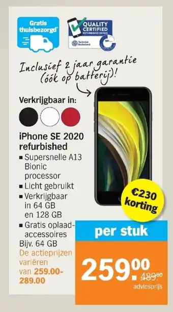 Albert Heijn Apple Iphone SE 2020 refurbished aanbieding