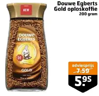 Trekpleister Douwe Egberts Gold oploskoffie 200 gram aanbieding