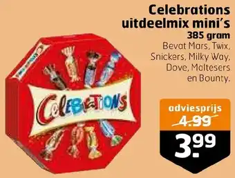 Trekpleister Celebrations uitdeelmix mini's 385 gram aanbieding