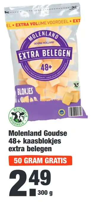 ALDI Molenland Goudse 48+ kaasblokjes extra belegen aanbieding