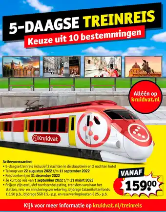 Kruidvat 5-daagse treinreis keuze uit 10 bestemmingen aanbieding