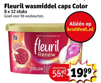 Kruidvat Fleuril wasmiddel caps color 8 x 12 stuks aanbieding