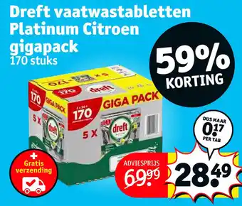 Kruidvat Dreft vaatwastabletten platinum citroen gigapack aanbieding