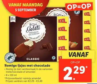 Lidl Romige ijsjes met chocolade aanbieding