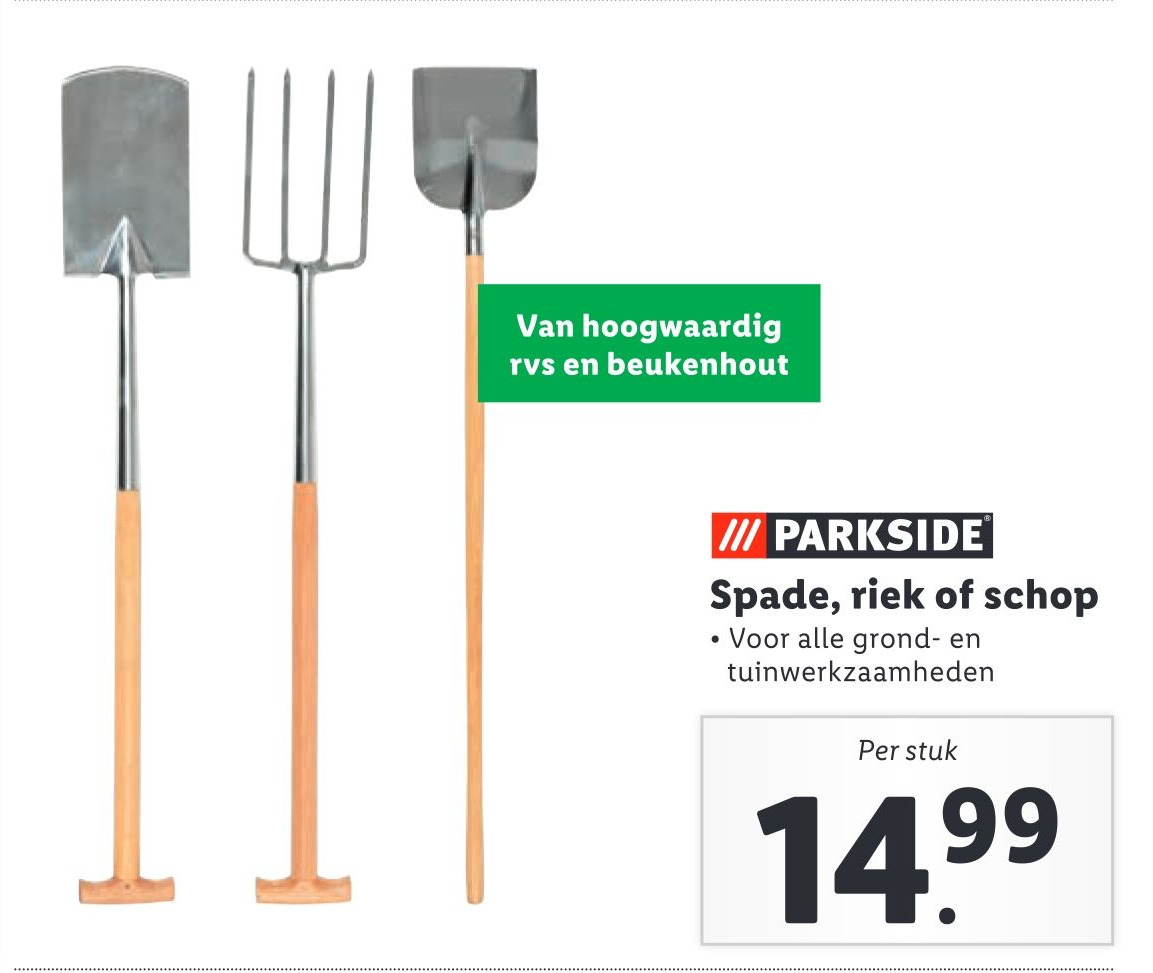 Parkside spade, riek of schop aanbieding bij Lidl