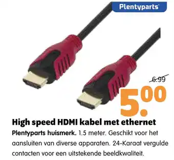 Plentyparts High speed hdmi kabel met ethernet aanbieding