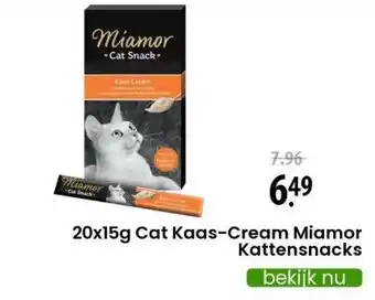 Zooplus 20x15g cat kaas-cream miamor kattensnacks aanbieding