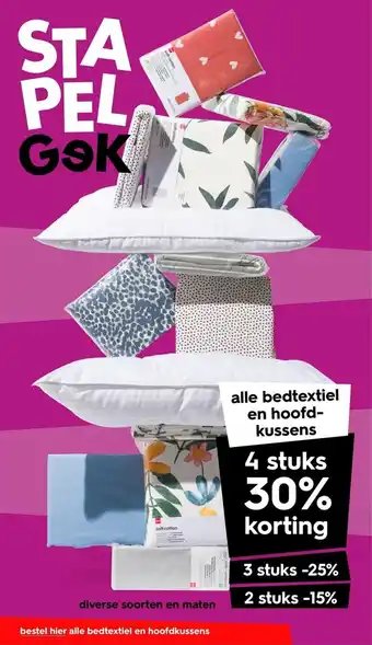 HEMA Alle bedtextiel en hoofd-kussens 4 stuks aanbieding