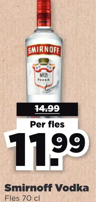 PLUS Smirnoff vodka fles 70 cl aanbieding