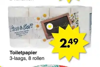 Wibra Toiletpapier 3-laags, 8 rollen aanbieding