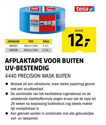 Isero Tesa afplaktape voor buiten uv-bestendig aanbieding