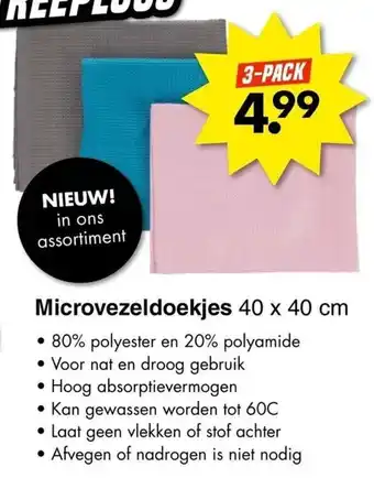 Wibra Microvezeldoekjes 40 x 40 cm 3-pack aanbieding