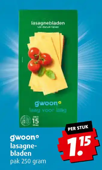 Boni Gwoon lasagnebladen 250 gram aanbieding