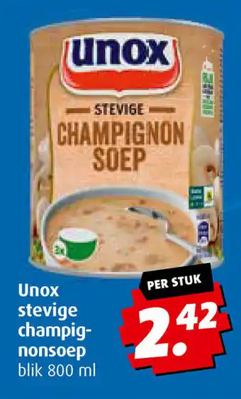 Boni Unox stevige champignonsoep 800 ml aanbieding