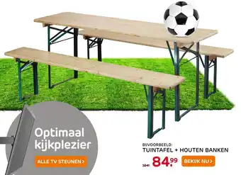 Praxis Tuintafel + houten banken aanbieding