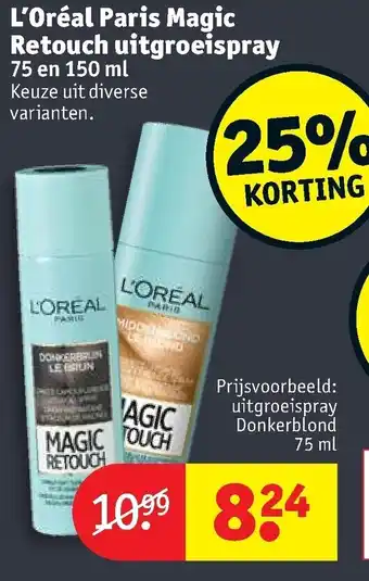 Kruidvat L'oreal paris uitgroeispray donkerblond 75 ml aanbieding