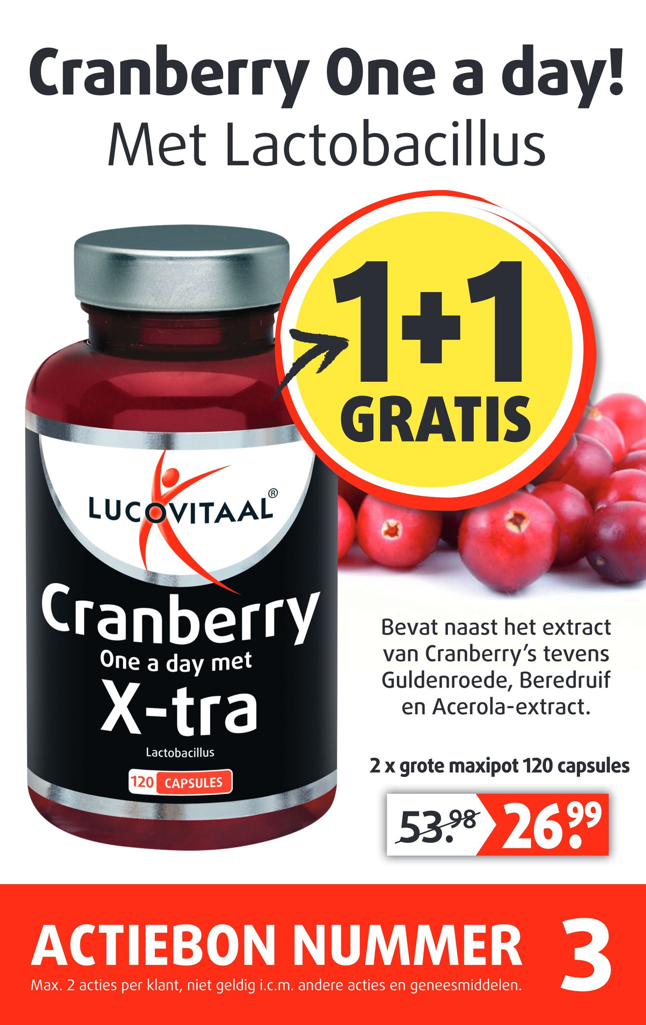 Cranberry one a day met xtra aanbieding bij Lucovitaal