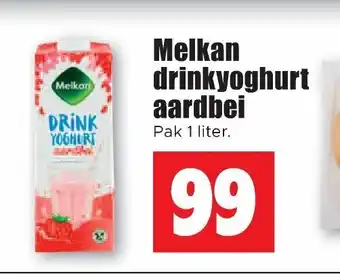 Dirk Melkan drinkyoghurt aardbei 1 liter aanbieding