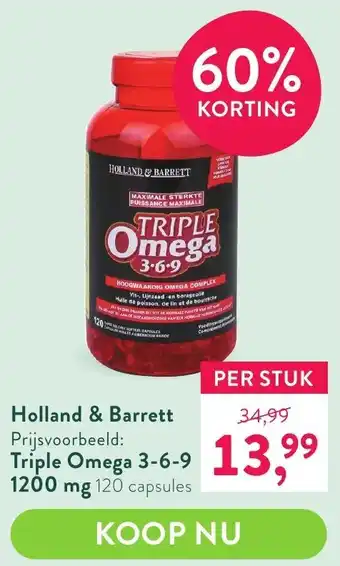 Holland & Barrett Triple omega 3-6-9 1200 mg 120 capsules aanbieding