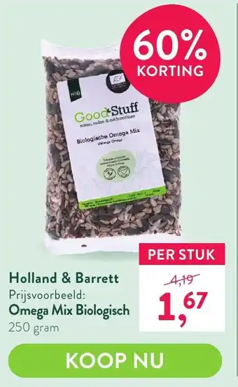 Holland & Barrett Omega mix biologisch 250g aanbieding