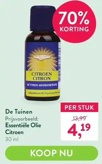 Holland & Barrett De tuinen essentiele olie citroen 30ml aanbieding