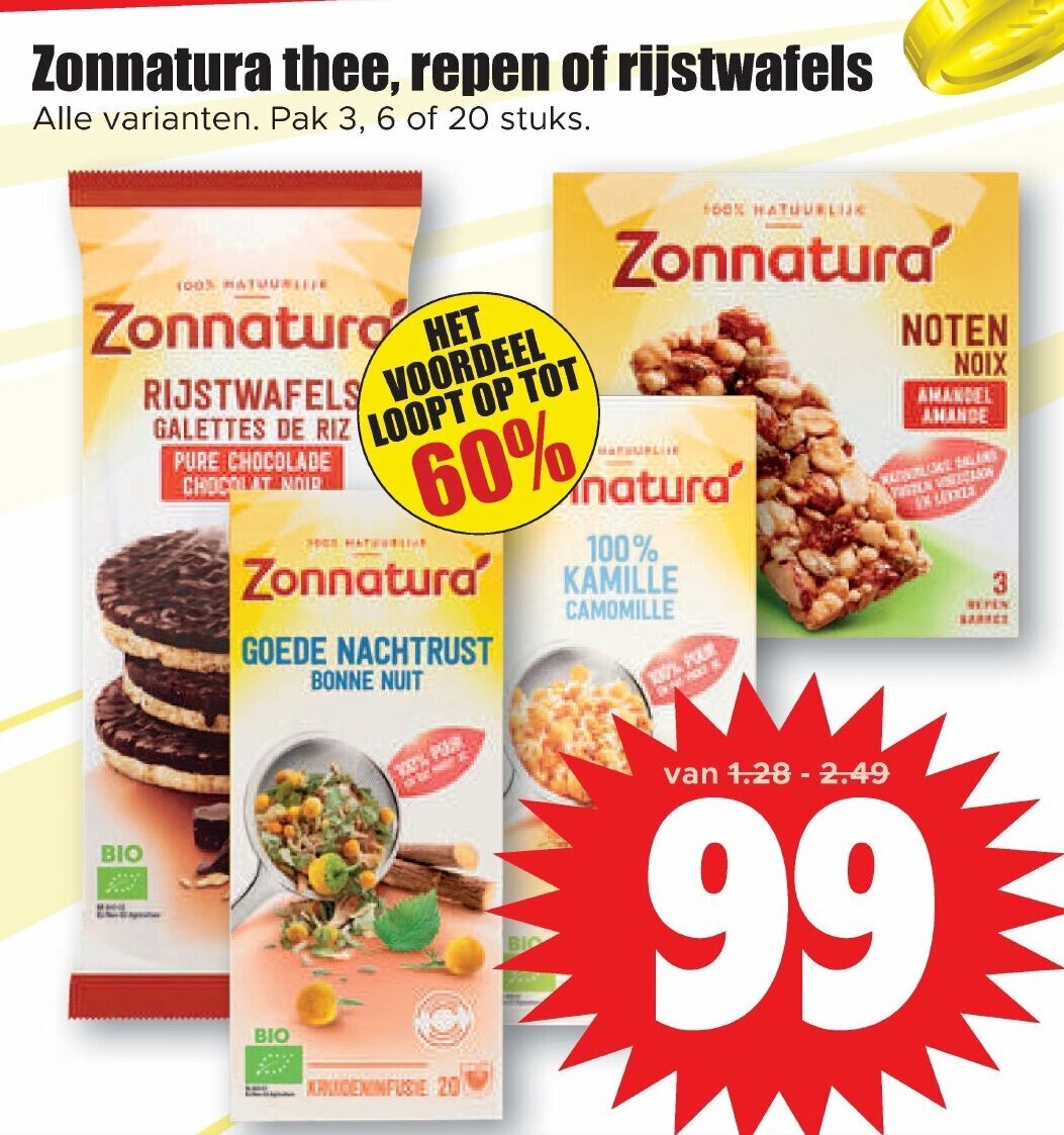 Zonnatura thee, repen of rijstwafels aanbieding bij Dirk