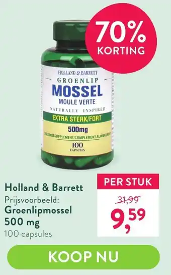 Holland & Barrett Groenlipmossel 500 mcg 100 capsules aanbieding