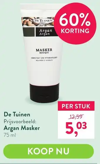 Holland & Barrett De tuinen argan masker 75ml aanbieding