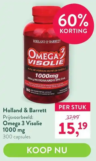 Holland & Barrett Omega 3 visolie 1000 mg 300 capsules aanbieding