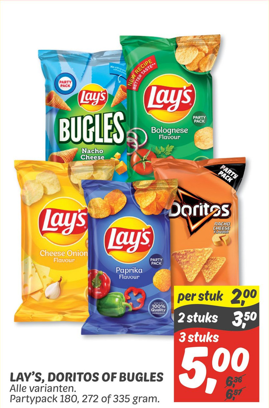 Lay's, doritos of bugles aanbieding bij Dekamarkt