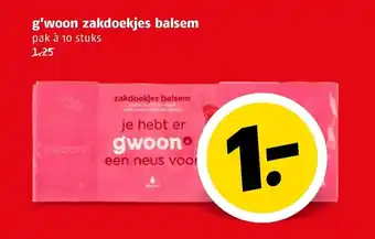 Poiesz G'woon zakdoekjes balsem pak a 10 stuks aanbieding