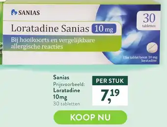 Holland & Barrett Sanias loratadine 10mg 30 tabletten aanbieding