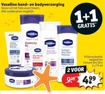 Kruidvat Vaseline hand- en bodyverzorging 2x75ml aanbieding