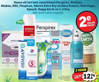 Kruidvat Keuze uit het hele assortiment perspirex, deoleen, odaban, do2, finspiran, odorex extra dry en ultra protect, hidrofugal 90g aanbieding