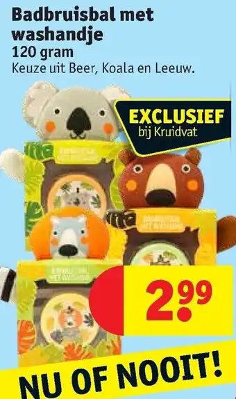 Kruidvat Badbruisbal met washandje 120g aanbieding