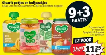 Kruidvat Olvarit potjes en knijpzakjes 200g aanbieding