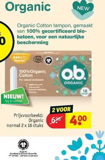 Kruidvat Organic normal 16 stuks aanbieding