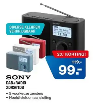 Electroworld SONY DAB+RADIO I XDRS61DB aanbieding