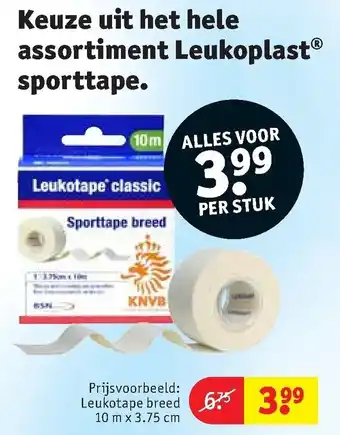 Kruidvat Leukoplast leukotape breed 10mx3.75cm aanbieding