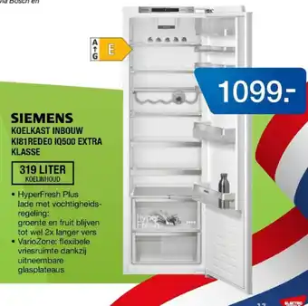 Electroworld SIEMENS Koelkast Inbouw | KI81REDE0 IQ500 EXTRA KLASSE aanbieding