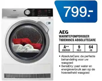 Electroworld AEG Warmtepompdroger | T8DEN95CS AbsoluteCare aanbieding