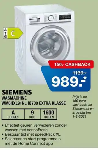 Electroworld SIEMENS Wasmachine | WM6HXL91NL IQ700 EXTRA KLASSE aanbieding