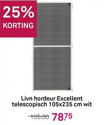 Karwei Livn hordeur excellent telescopisch 105x235 cm wit aanbieding