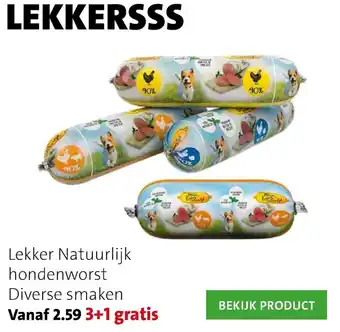 Intratuin Lekker natuurlijk hondenworst diverse smaken aanbieding